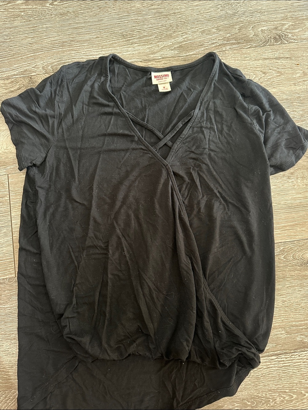 Mossimo Supply Co. Black Short Sleeve Crisscross V-Neck Top